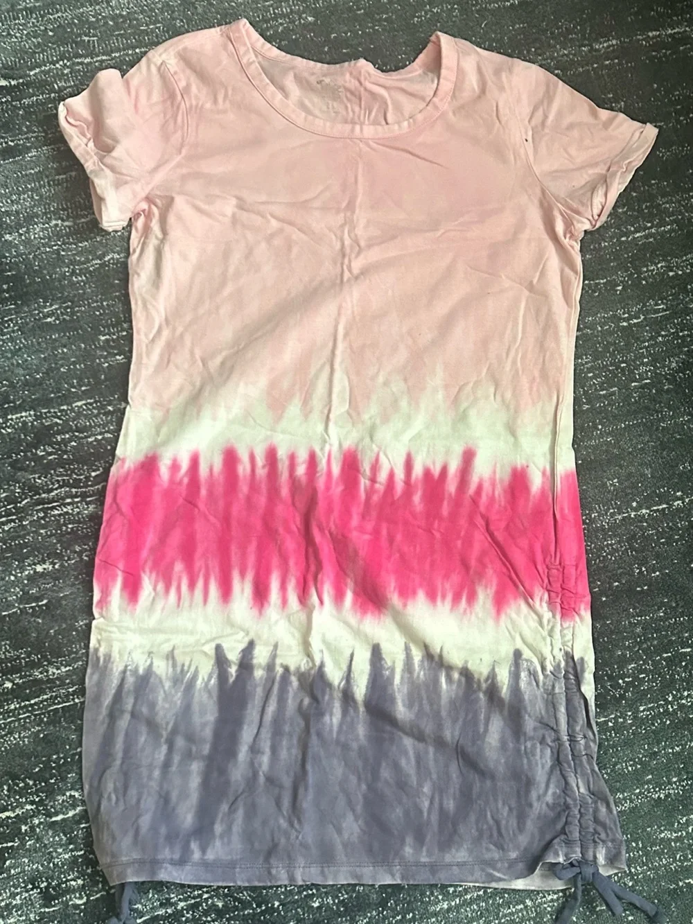 Girls Justice Tie-Dye Short Sleeve dress - Pink, Gray & Yellow